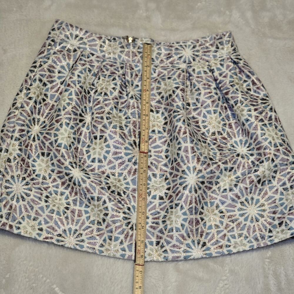 Mi ami Metallic Brocade Mini Skirt Women's Small - Geometric Jacquard High Waist - Picture 15 of 16